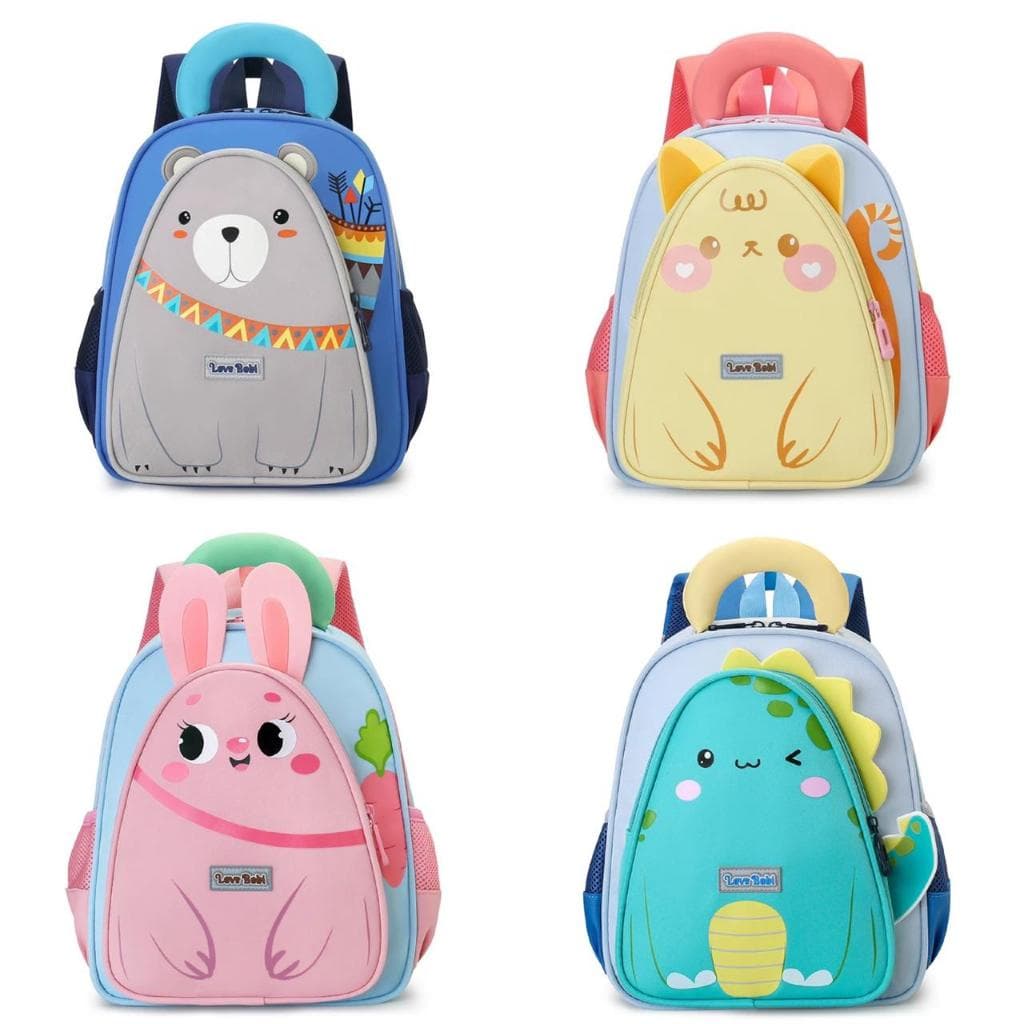 Mochila Infantil Escolar De Ombro Animais 3D Divertida Menino Menina Alça Reforçada 28x33cm