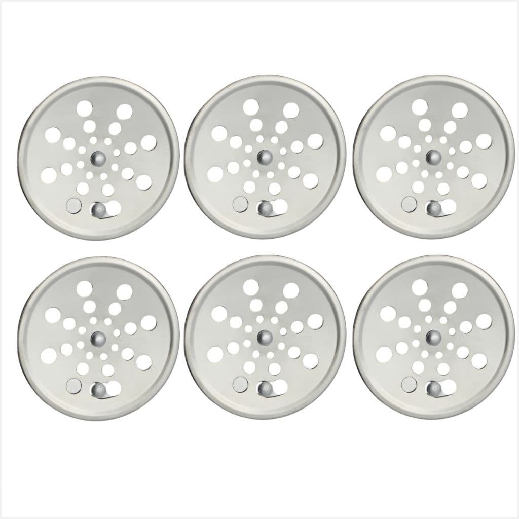 Kit 6 Tampa Ralo Grelha Redondo Aço Inox Abre Fecha