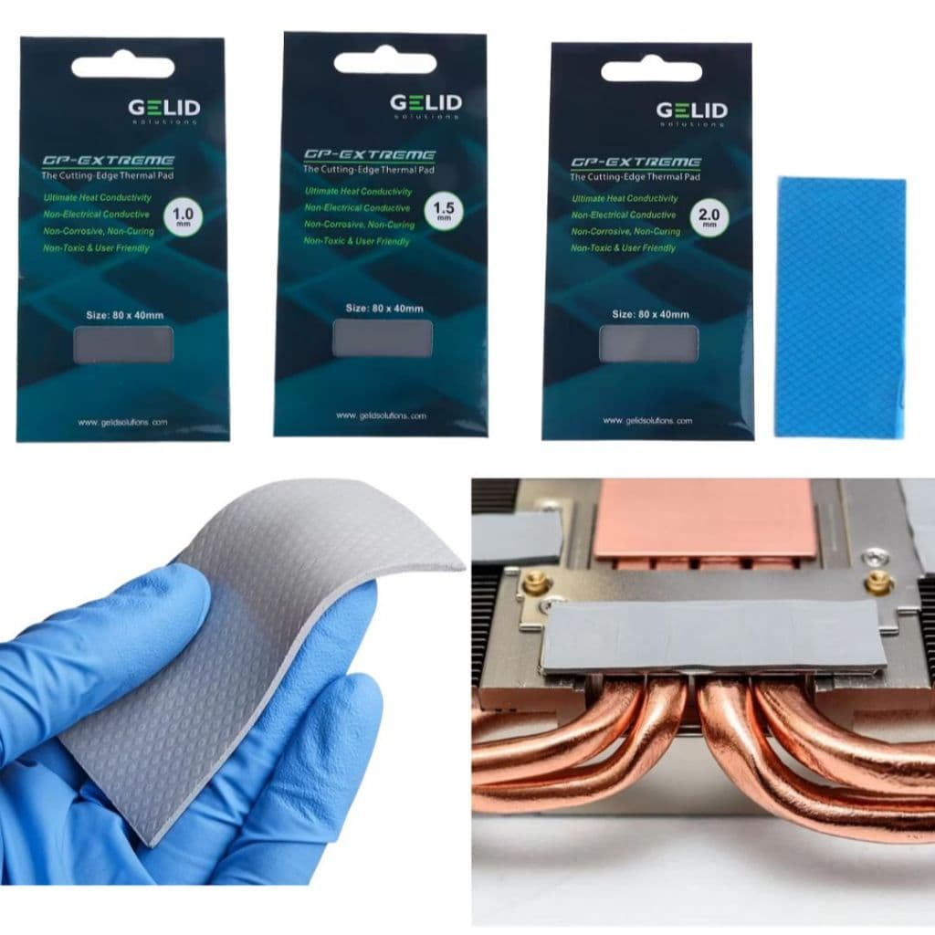 Thermal Pad Gelid GP-Extreme 15W/mk 80x40mm 1.0/1.5/2.0mm | Alta Condutividade p/ GPU CPU Notebook