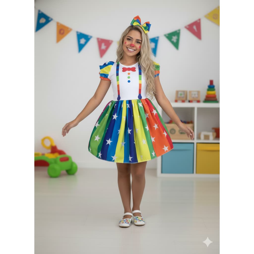 Vestido Palhacinha, Roupa Palhacinho Infantil e Adulto