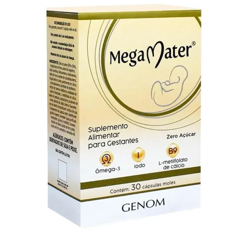 Mega Mater 30 Cáps + 20 Cáps Grátis (Total 50 Cáps) Suplemento Pré Natal Gestantes e Lactantes 23 Vitaminas e Minerais