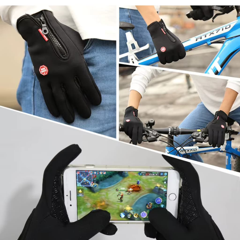 Luva Touch Screen Impermeável - Unissex Térmica Flanelada para Moto e Bicicleta