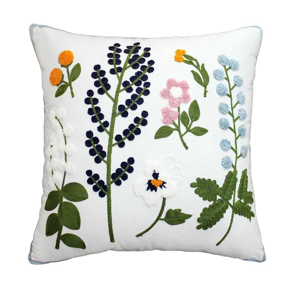 Capa de Almofada 45x45cm Bordada Flor Artesanal Decoração Floral Sofá e Cama Diversas Estampas