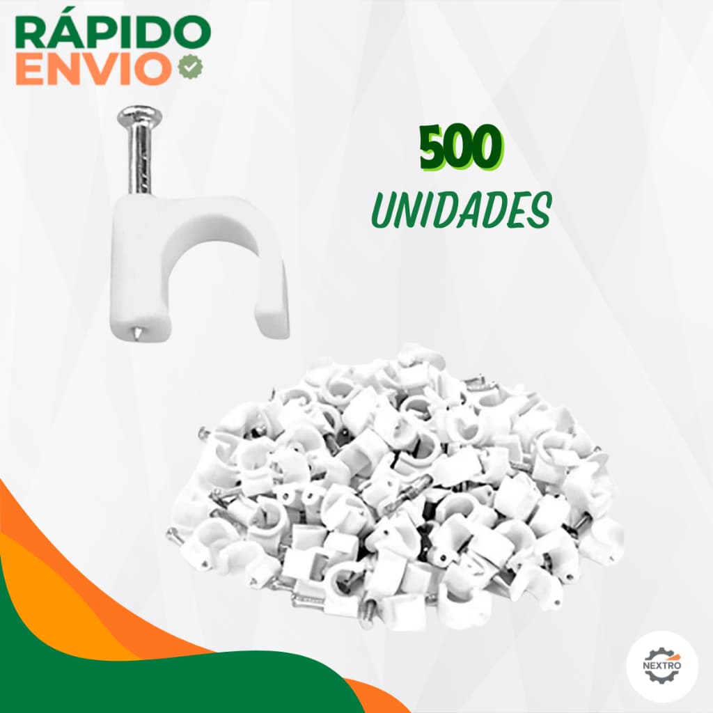 Kit Grampo Miguelao Fixa Fio Cabo Coaxial 8mm Branco Prego De Aco 100 a 1000 Escolha nas Variações