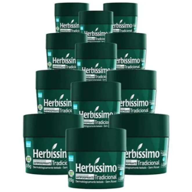 Kit 12 Desodorante Creme Herbíssimo 55g