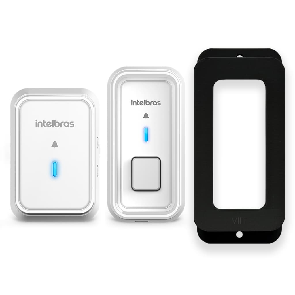Kit Campainha Sem Fio Cib101 Cib 101 Intelbras Com Protetor Preto Sol Chuva Furto