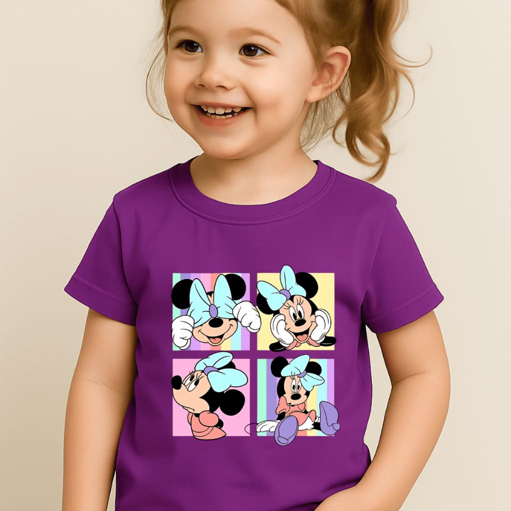 Camiseta Infantil Menina Minnie Mikey Minni 2 ao 16 Tendencia Fofa Linda Camisa Blusa Juvenil