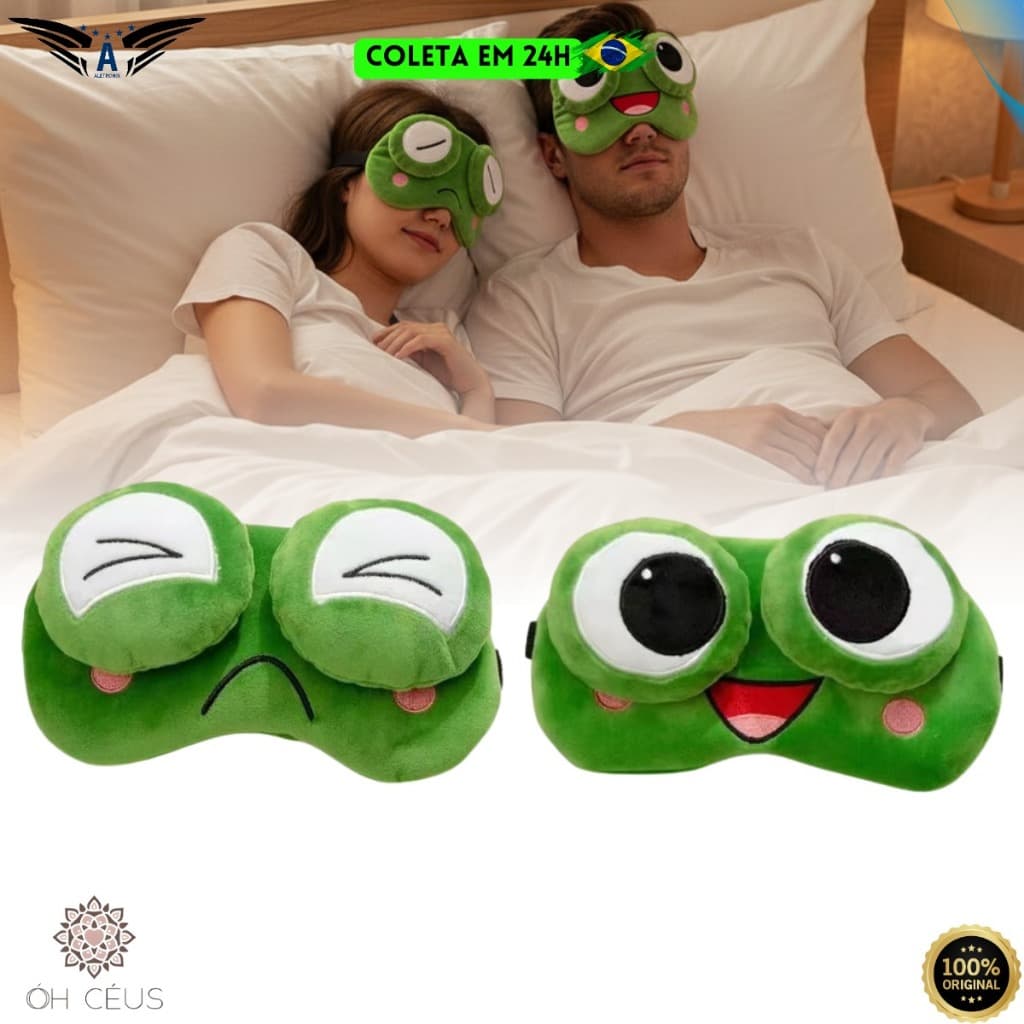 Máscara De Dormir Sapo  3D Tapa Olho Divertida Confortável Bloqueia Luz Sono Relaxante Viagem