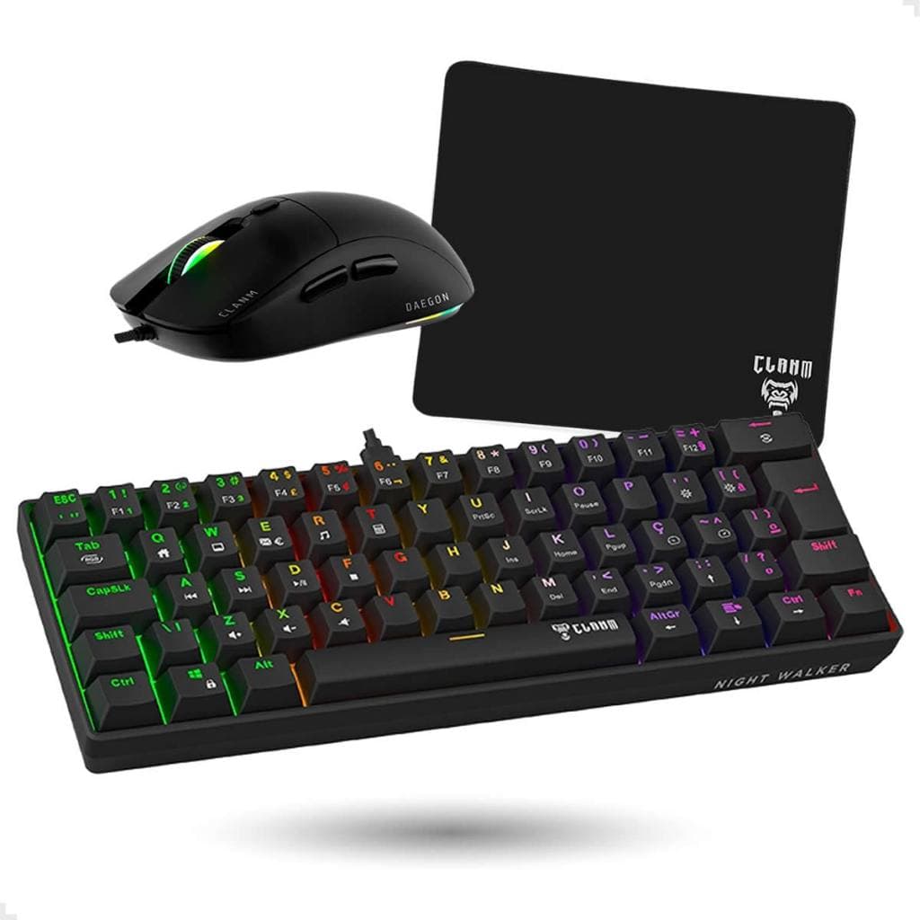 Combo Gamer Darkline Lite Com RGB - Teclado Mecanico 60% Anti-ghosting, Mouse 10.000 DPI, Mousepad