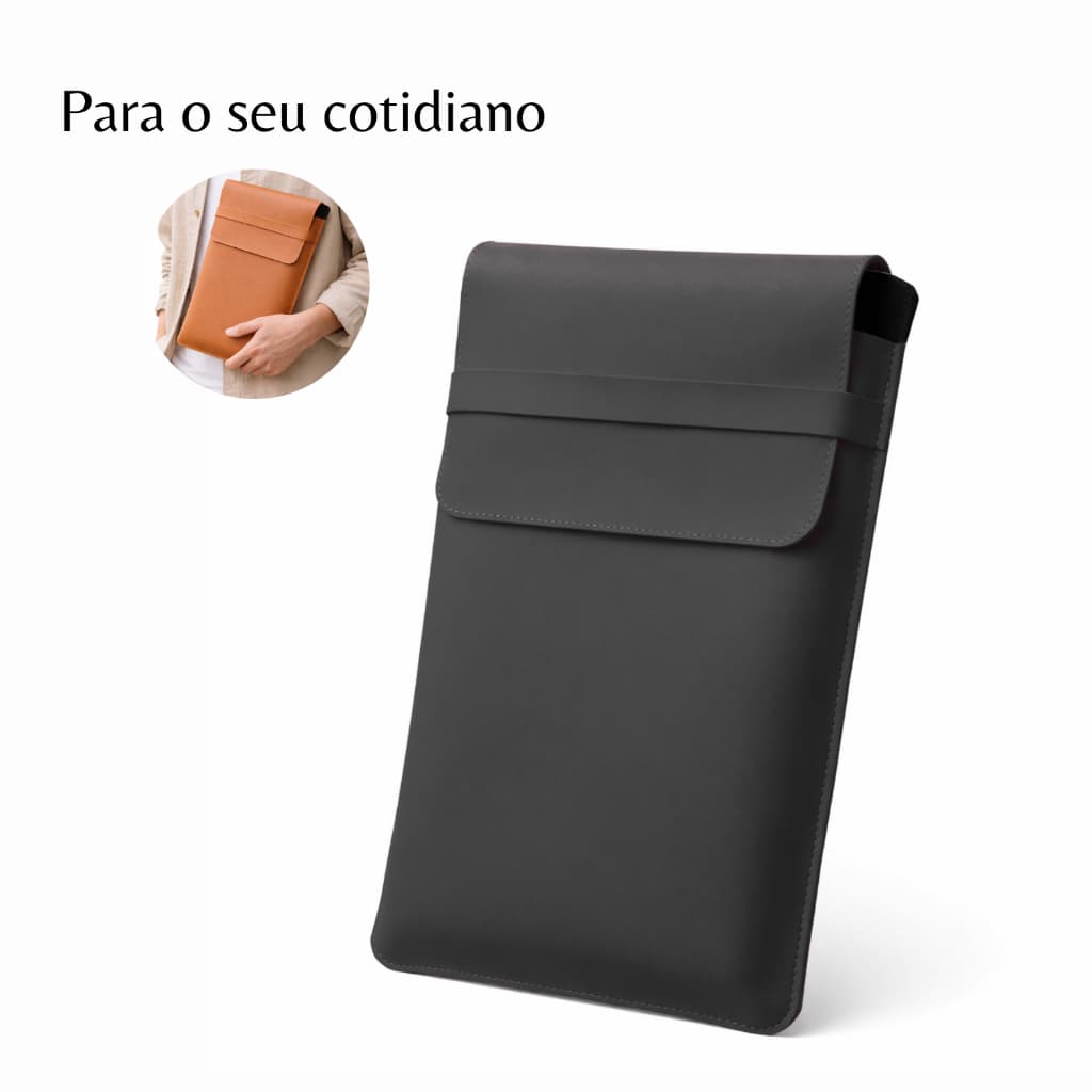 Pasta Case Capa Para Notebook Couro Sintético Preto