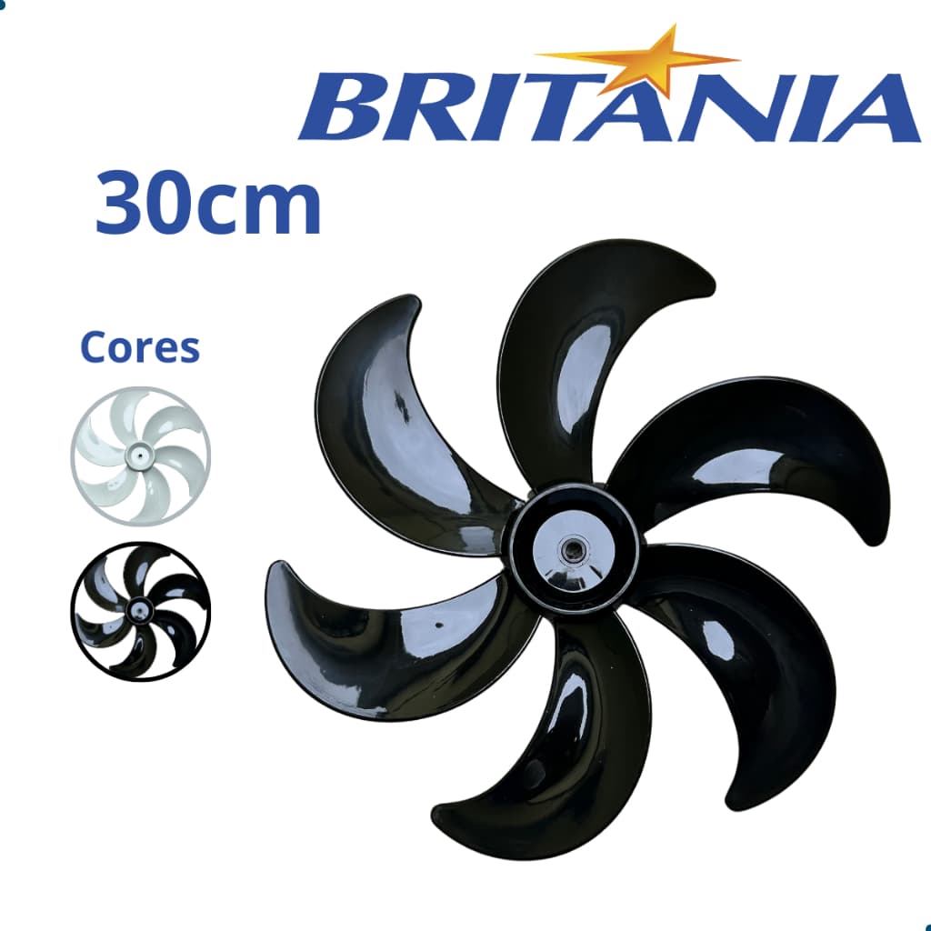 Hélice Britânia Ventilador 30cm Funda BVT30 Turbo Preto 6 Pas Original
