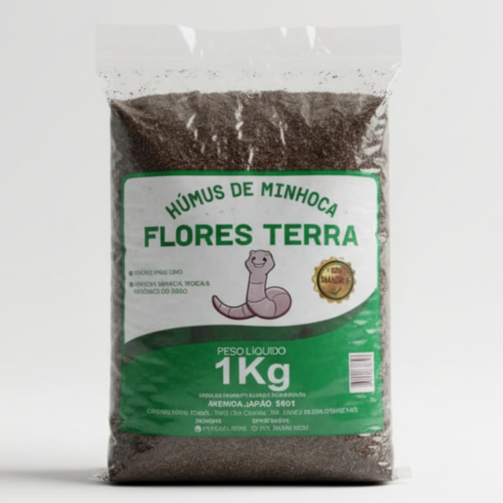 Húmus de Minhoca 1kg Adubo Orgânico Natural Flores Terra P/ Horta