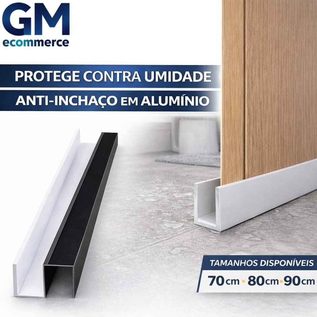Protetor de Porta Alumínio Anti-Inchaço | Veda Umidade | 70cm 80cm 90cm | Branco ou Preto