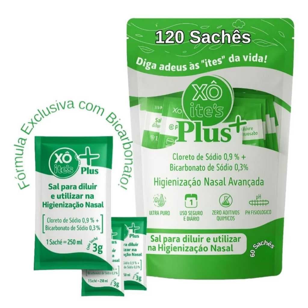 Sal Lavagem Nasal + Bicarbonato Sódio Xô Ites 120 Sachês 3g