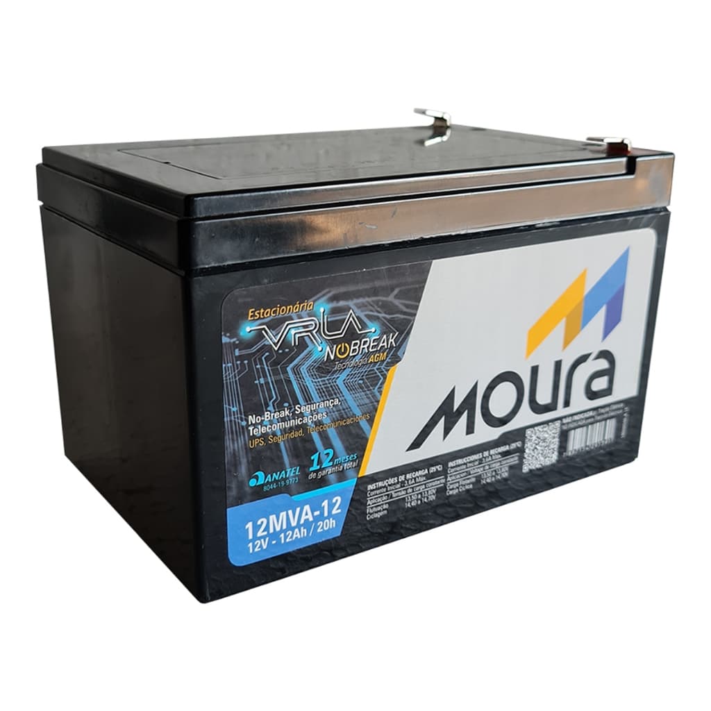 Bateria Moura VRLA Nobreak 12V 12 Amperes 12Ah - 12MVA-12