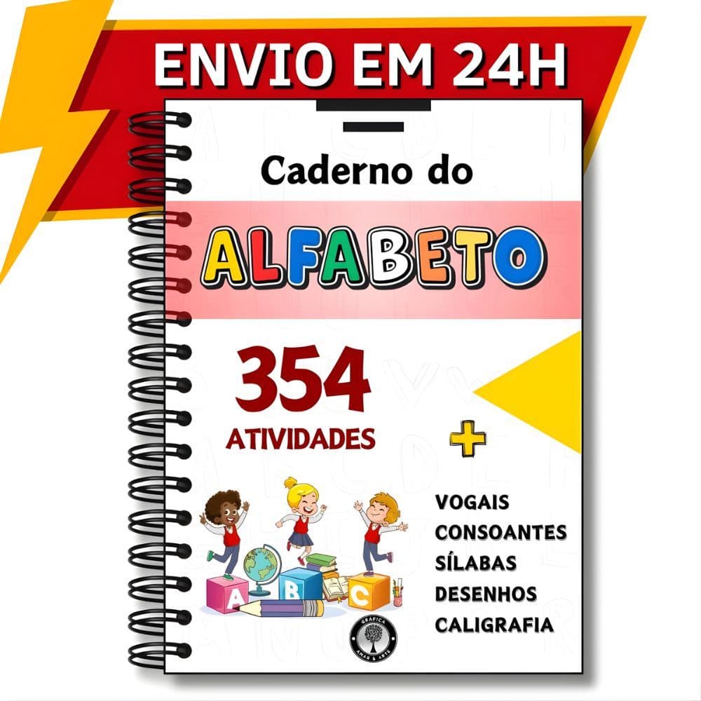 Livro de Alfabetização Infantil Apostila A4 354 ou 104 Atividades Aprender a Ler e Escrever