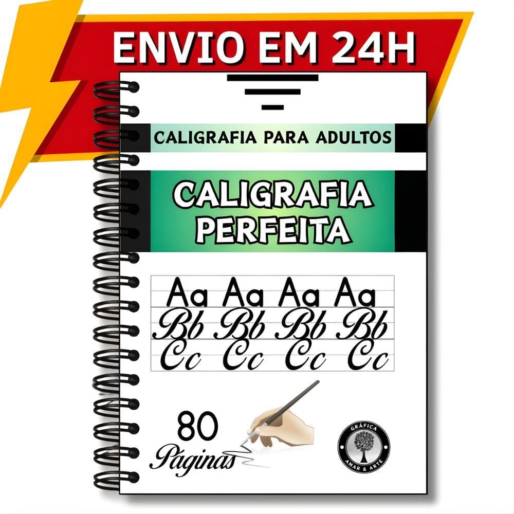 Caderno de Caligrafia Adulto Jovem Melhorar a Letra, Prática da Escrita, Treino e Curso