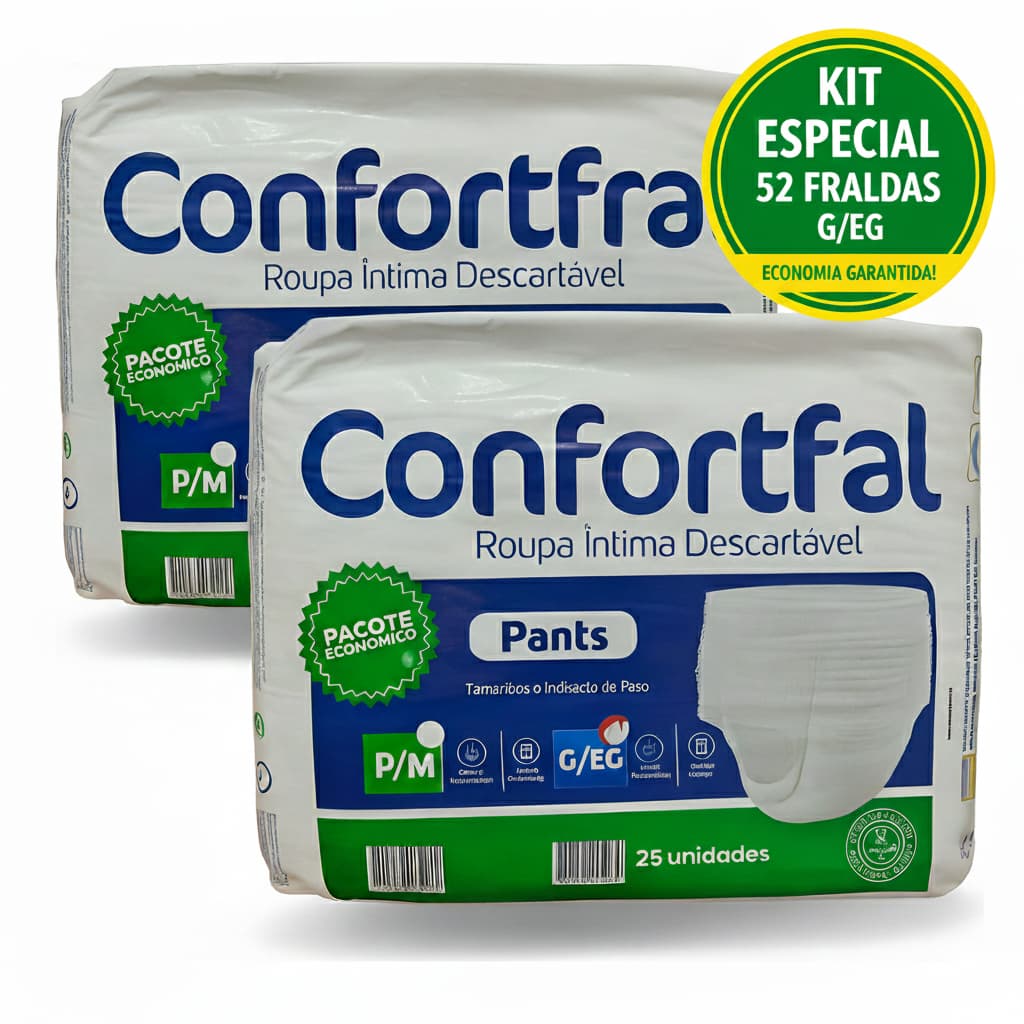 Kit 52 Fraldas Geriátricas Confortfral Pants G/EG - Roupa Íntima Descartável Atacado