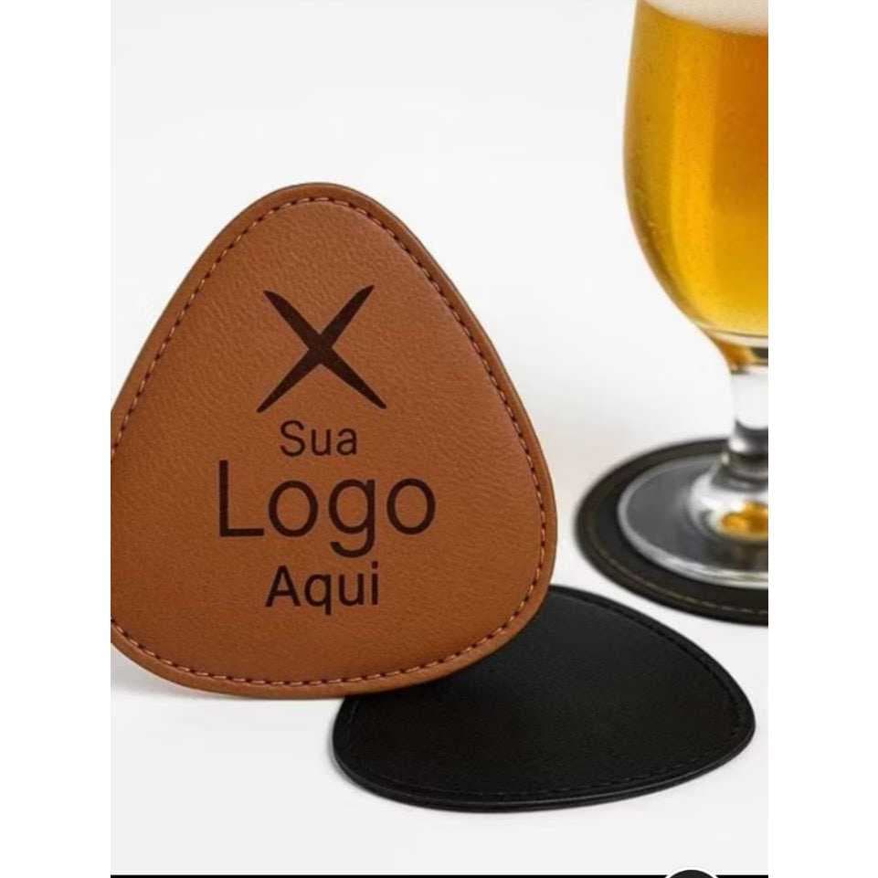10 Porta Copos Couro Sintetico Luxo Para Sua Mesa + Logo