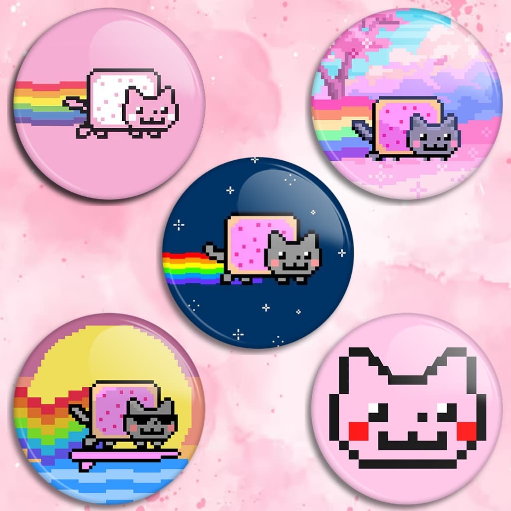 Boton Nyan cat - broche gato, gatinho pixel art pin Button