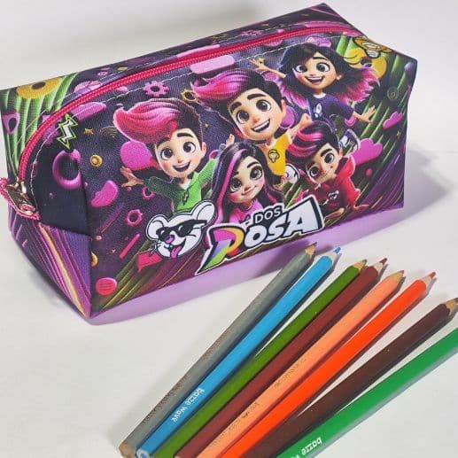 Estojo Escolar Infantil Dos Rosa  – Colorido com Zíper – Ideal para Escola