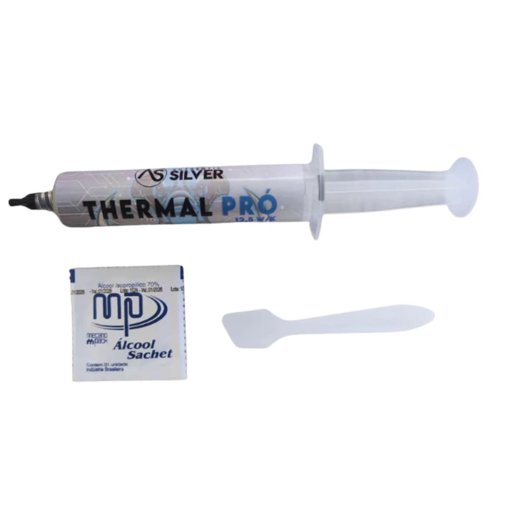 Pasta Termica Seringa 3.0g Thermal Pro 12.5w/k Authentic Silver Cor Prata Uso Profissional