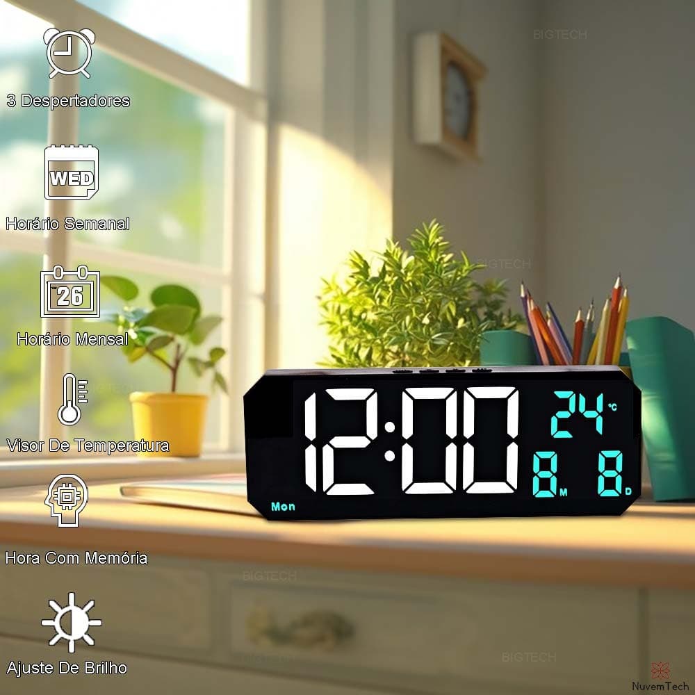 Relógio De Parede Inteligente Com Funções Múltiplas Relógio De Parede Cozinha Grande Calendário Digital