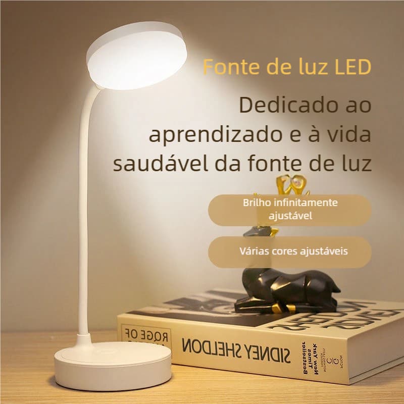 Luminária de Estudo BigTech LED - Recarregável, Haste Flexível, Abajur Touch Sem Fio