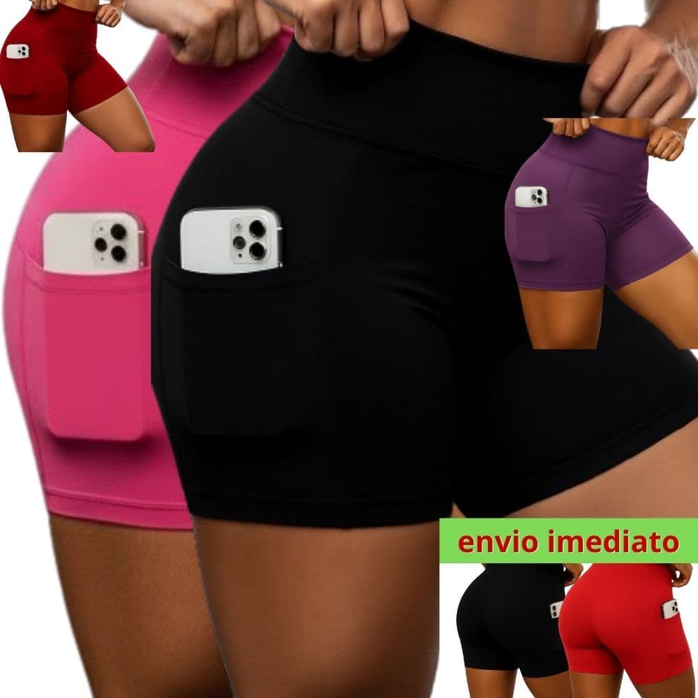 Short Feminino Academia Corrida Com Bolso Lateral Cintura Alta Suprex Premium