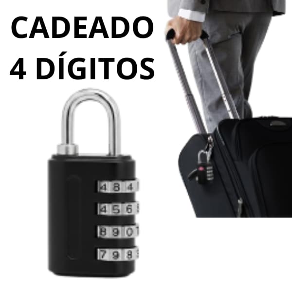 Cadeado Com Segredo 30mm 4 Números De Combinação Modificável Com Senha Código Armário Academia Mochila
