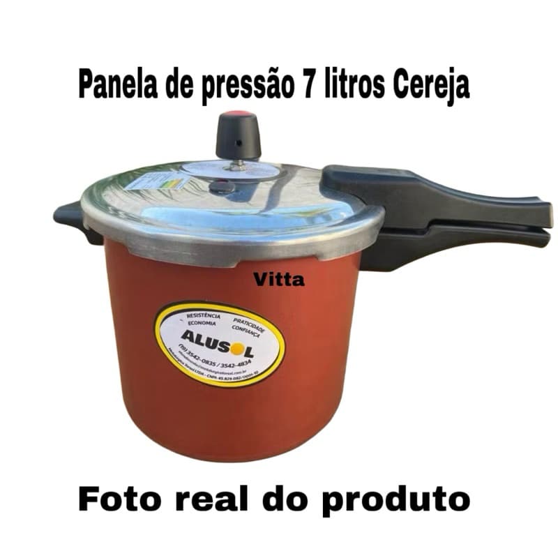 PANELA DE PRESSÃO 7,0 LITROS - FECHAMENTO EXTERNO - TEFLON CEREJA