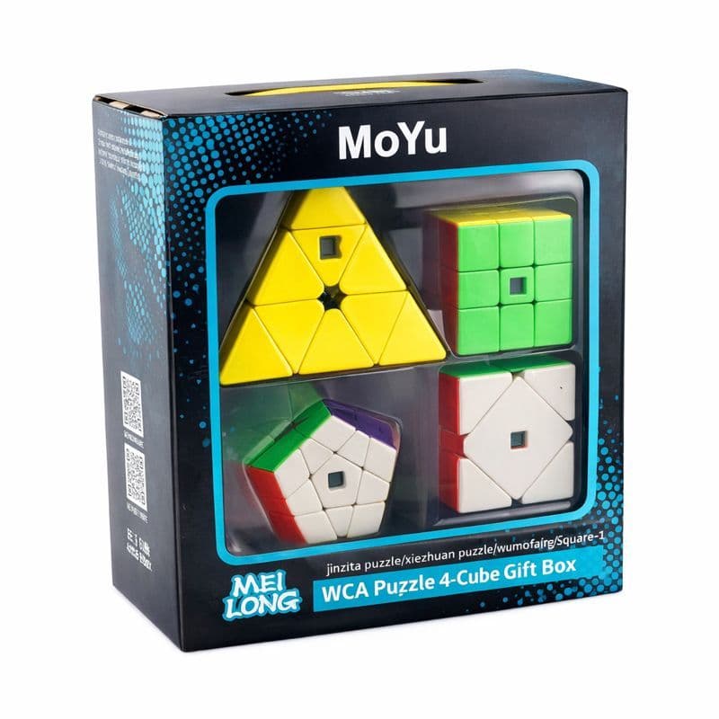 Kit Cubo Mágico Moyu 4 peças Megaminx Pyraminx Square 1 Skewb R+ D Profissional Colorido Original Magic Cube