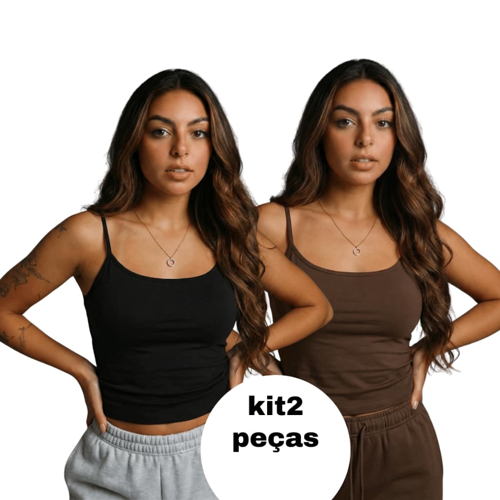 kit2 Regata De Alcinha Cropped Tube Feminino Básico Para verão e Academia