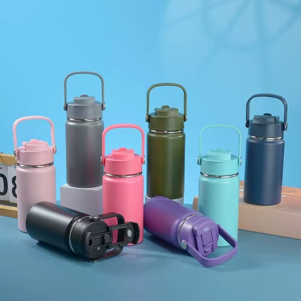 Garrafa térmica inox 350ml,600ML/800ML  bico duplo com capa protetora de silicone--