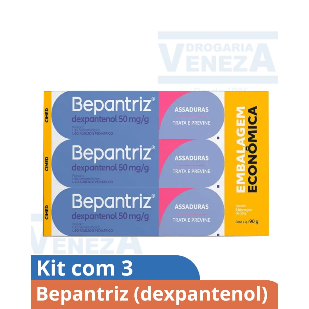 Kit 3x Bepantriz Pomada Dermatológica Dexpantenol com 30g