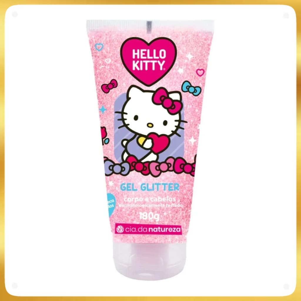 Gel Fixador Infantil Com Glitter Corpo E Cabelo Hello Kitty 180g