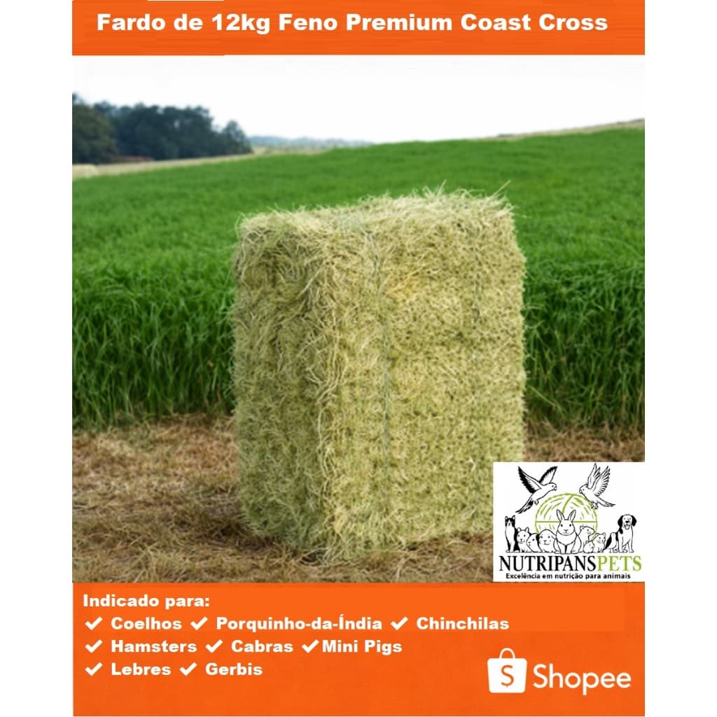 12kg Fardo de Feno Premium Coast Cross Nutripanspets coelho chinchila cabra porquinho da india lebre lhama