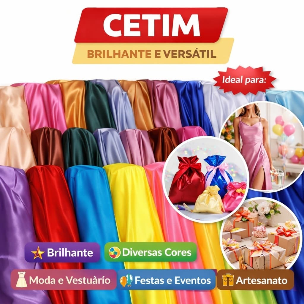 5 Metros Tecido Cetim Charmousse Brilho 1,50 m Largura