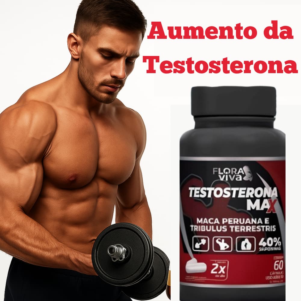 Testos Max Mais Massa muscular, Força e Resistência - Flora Viva