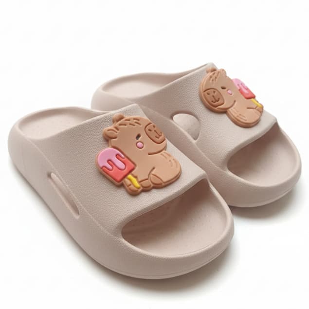 Sandália Infantil Menina Chinelo Nuvem Delicado Leve Confortável Capivara Sorvete