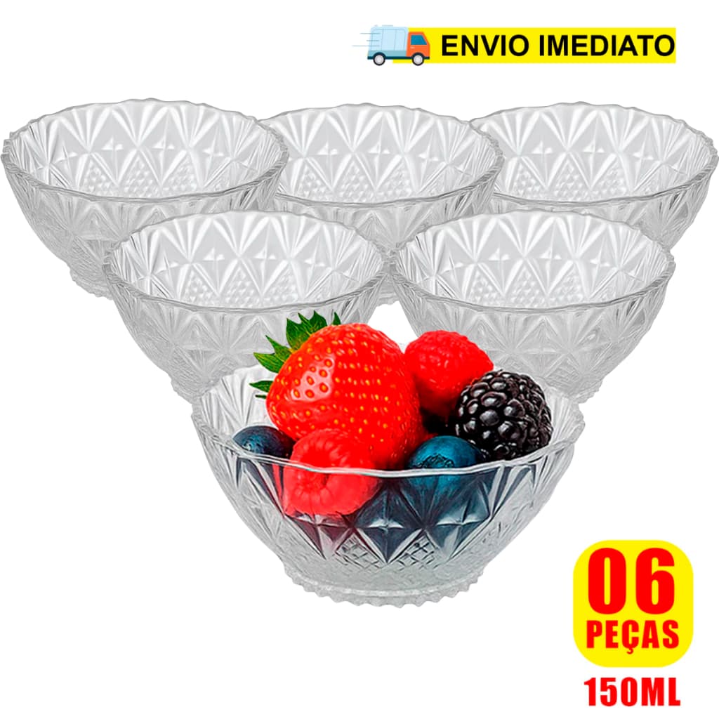 Kit Conjunto de Taça Sobremesa Toffee Rocks 6X1 150 ml Vidro Resistente Elegante