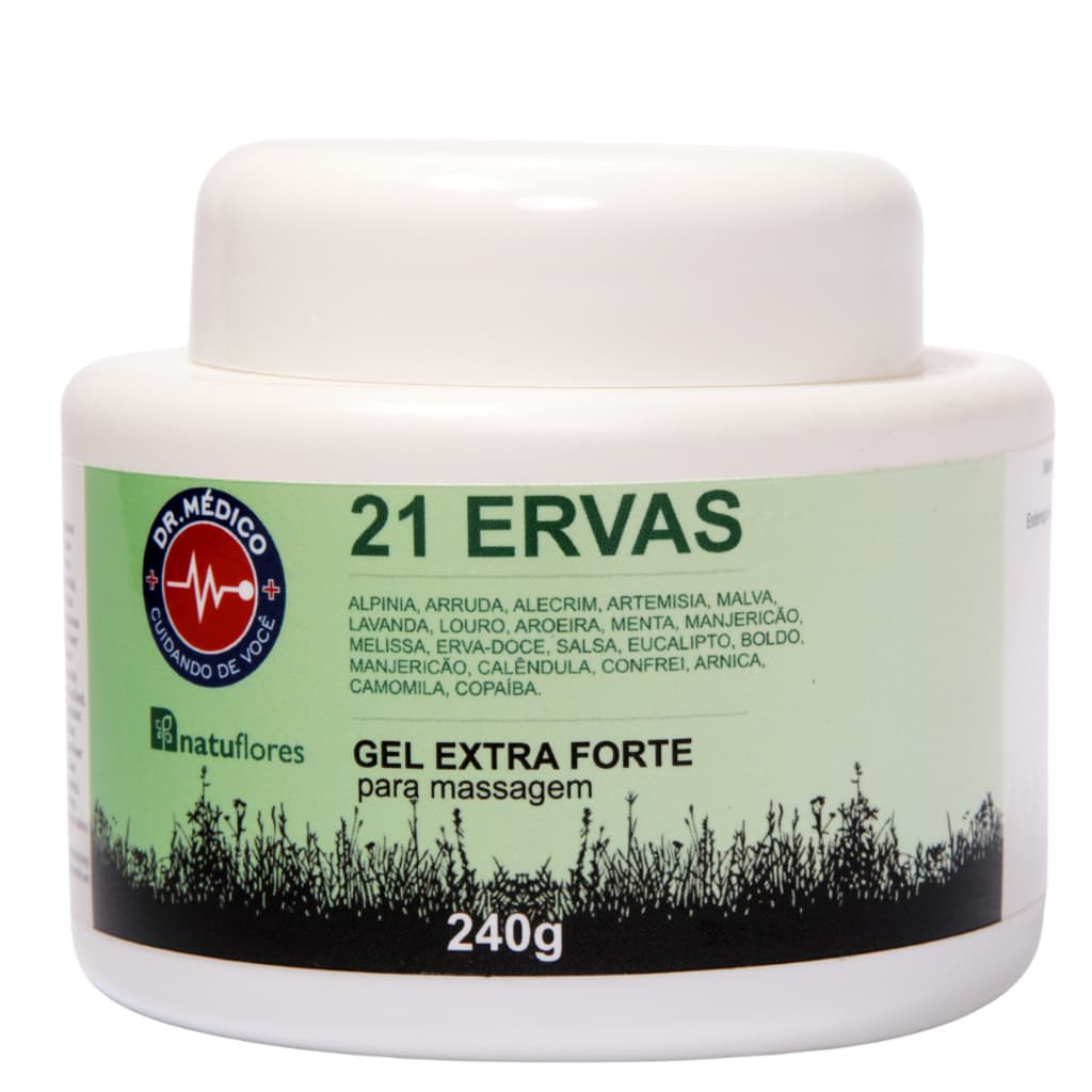Gel Massageador 21 Ervas Extra Forte 240g Alívio e Efeito Refrescante Uso Externo kit 3 unidades 2 1