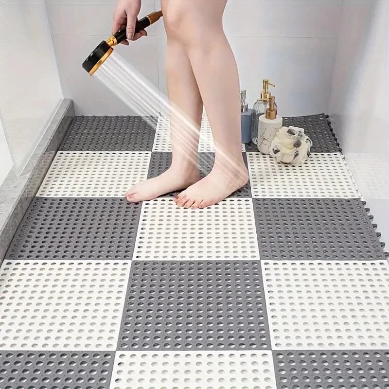 Tapete Estrado Piso Antiderrapante 30x30cm Box Banheiro Piscina Emborrachado Modular Vestiário Sauna Flexível Drenante