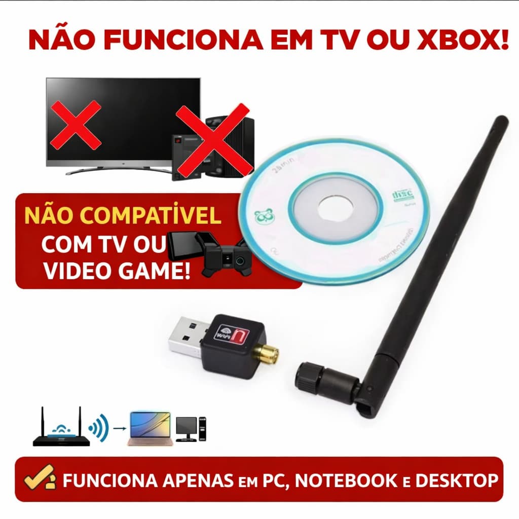 Adaptador Wifi Usb 2.0 802.11n Com Antena Sem Fio