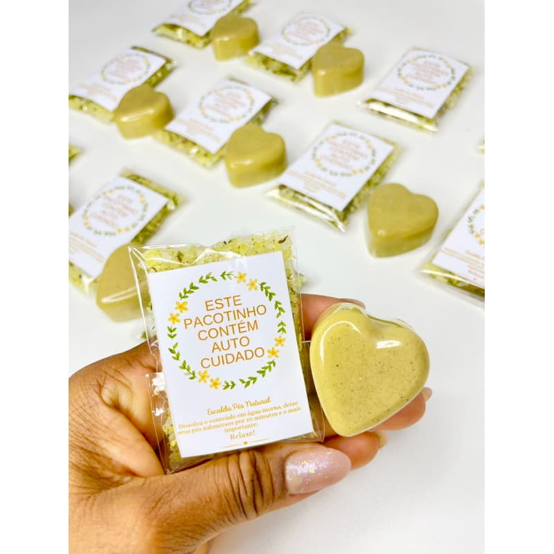 20 unidades KIT ESCALDA-PÉS RELAXANTE NATURAL COM SABONETE FACIAL – CAMOMILA, ERVA-DOCE E AÇAFRÃO 10 de cada