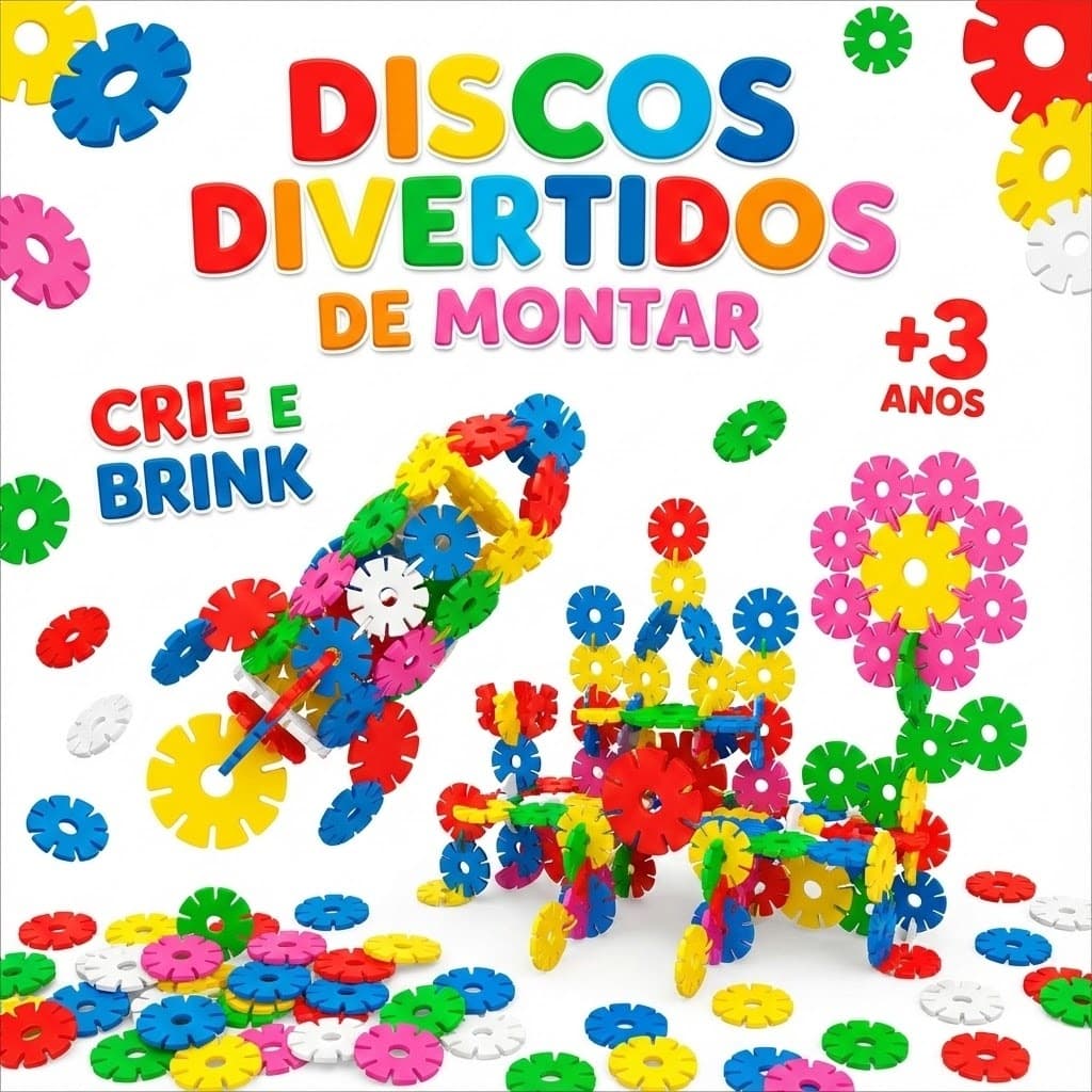 Bloco de Montar Discos Educativos 70 peças