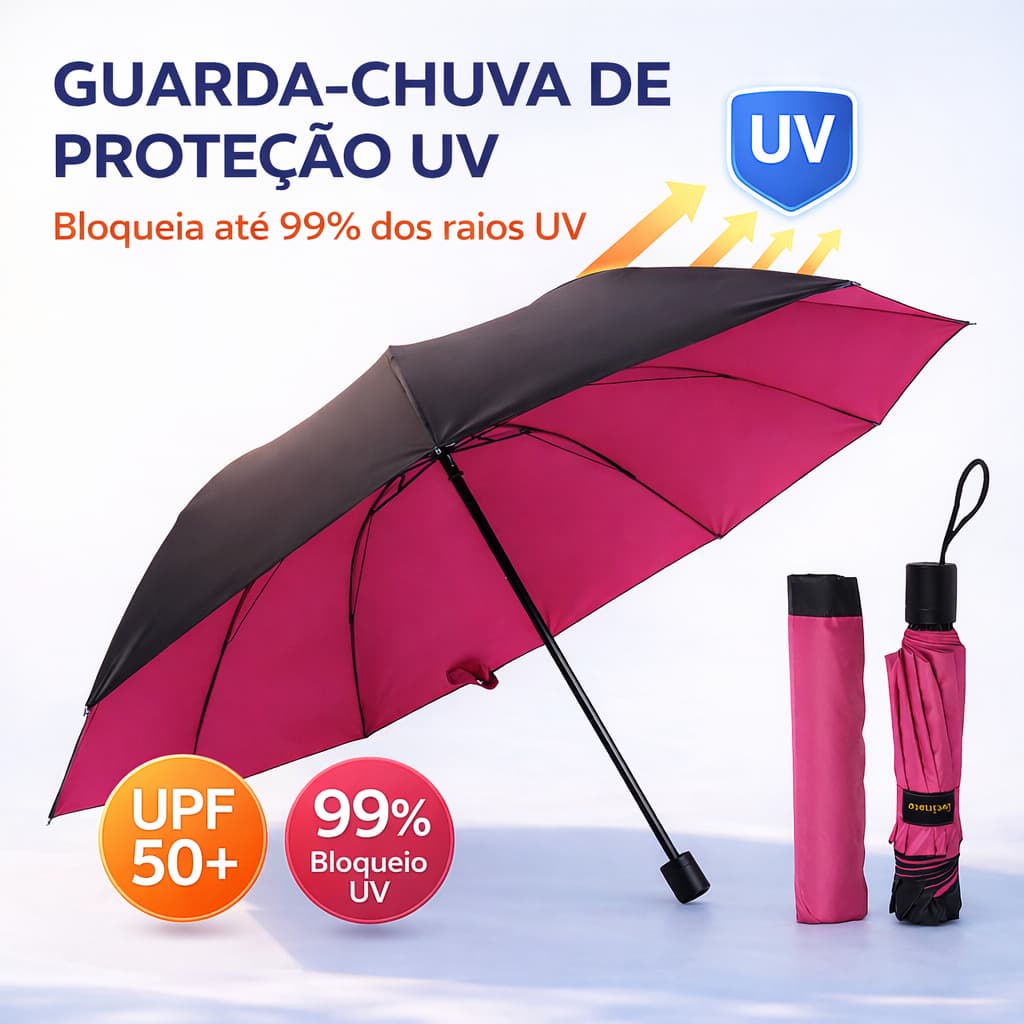 Guarda Chuva Grande Reforçado Contra Vento Cabe Na Bolsa Colorido Liso Sombrinha Com Proteção Solar