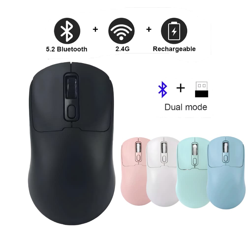 Mouse Sem Fio Recarregável Dual Band Receptor Nano 2.4ghz/Bluetooth Silencioso Escritório Estudo