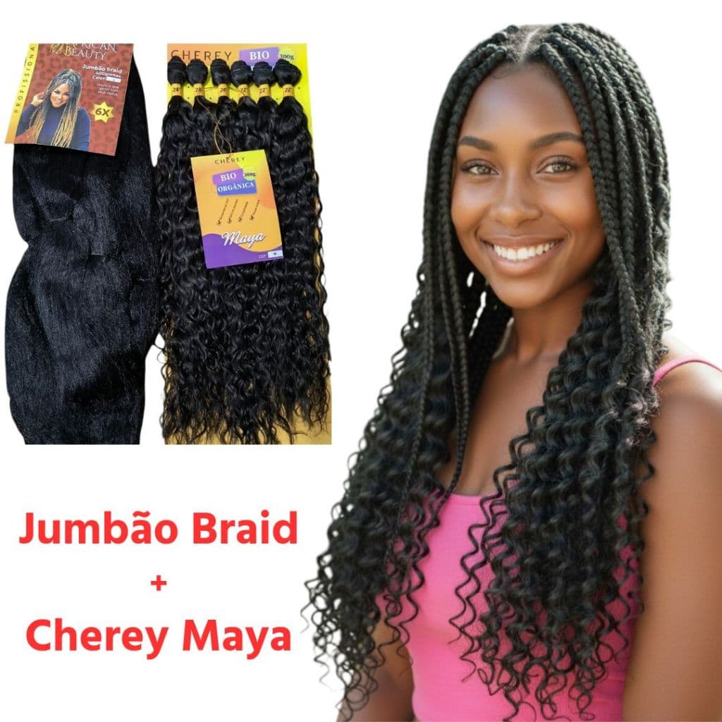 KIT 1 Jumbo 400g + 1 Cabelo Cacheado Chery Maya - Cor 1 Preto -  ENVIO IMEDIATO