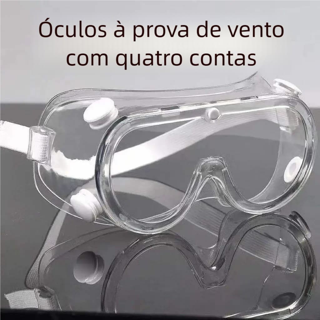 Óculos EPI Ampla Visão - Protege Contra Químicos, Ideal para Laboratório & Obras